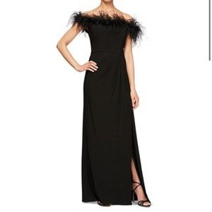 Alex evening size 8 black feather formal